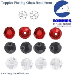 Toppies Fishing Glass Beads 6mm Black-Red-Crystal | Black (10PCS)