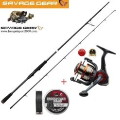 Savage Gear Roofvis Set SG2 Power Game Rod 198cm 20-60 Gram Plus SG2 Molen En Gevlochten Lijn