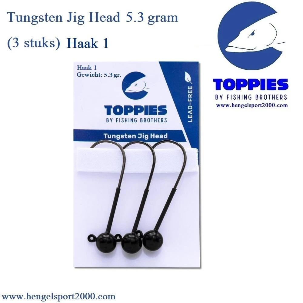 Toppies Fishing Tungsten Jigheads Black 5.3 Gram | H1 (3 PCS) 5 Toppies Fishing Tungsten Jigheads Black 5.3 Gram | H1 (3 PCS) - Afbeelding 5