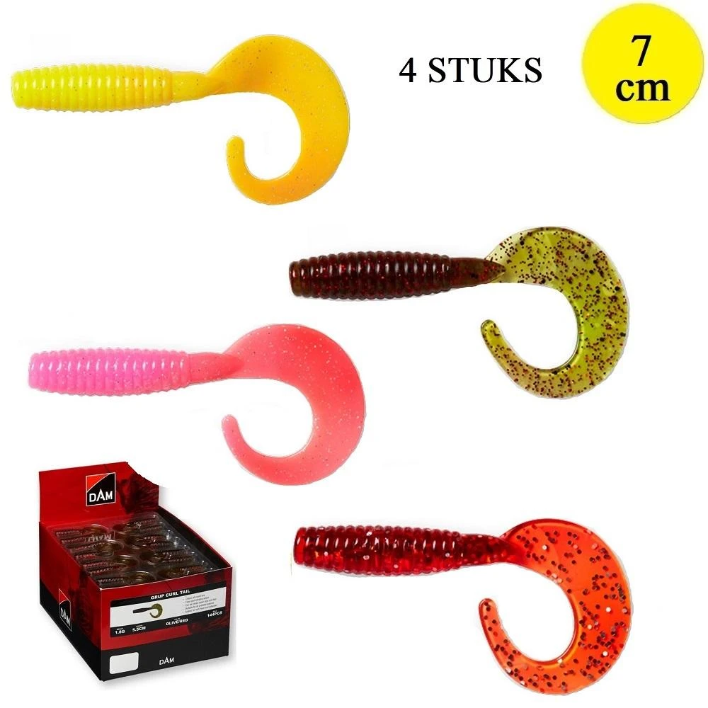 DAM Grup Curl Tail Twister 7cm | Olive Red (4pcs) 1 DAM Grup Curl Tail Twister 7cm | Olive Red (4pcs)