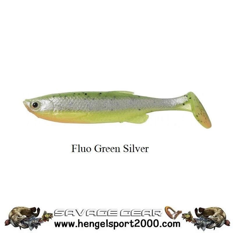 Savage Gear Fat Minnow T-Tail Shad 10.5 Cm | Fluo Green Silver 2 Savage Gear Fat Minnow T-Tail Shad 10.5 Cm | Fluo Green Silver - Afbeelding 2